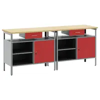 vidaXL Set banc de lucru 2 buc. Roșu și gri Oțel vopsit electrostatic