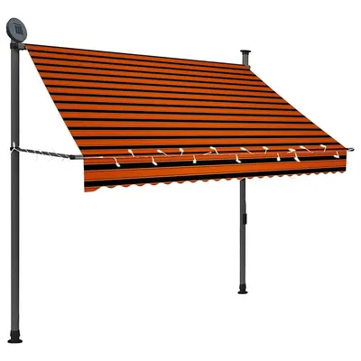 vidaXL Copertină retractabilă manual cu LED, portocaliu & maro, 200 cm