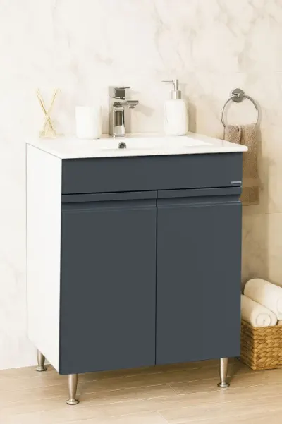 Set Baza front MDF si Lavoar seria 086, 60 cm, antracit