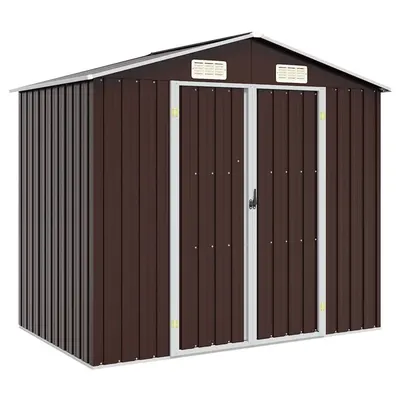 vidaXL Șopron de grădină, maro, 205 x 129 x 183, oțel galvanizat