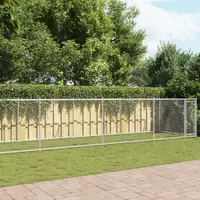 Gossi cusca pentru caini cu usa, gri, 12x2x1,5 m, otel galvanizat