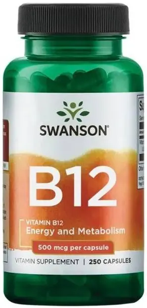 Vitamin B12, 500 mcg, 250 capsule, Swanson