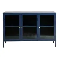Vitrină din metal Unique Furniture Bronco, înălțime 85 cm, albastru