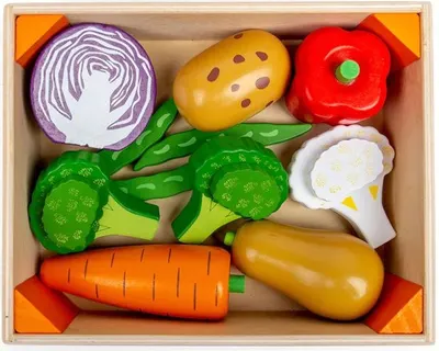 Set din lemn Bigjigs - Raft de legume cu accesorii