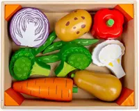 Set din lemn Bigjigs - Raft de legume cu accesorii