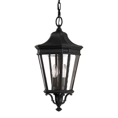 Lampa suspendata Cotswold Lane 2 Light Medium Chain Lantern – Black