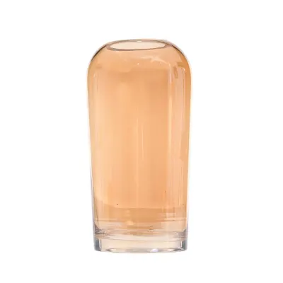 Vaza decorativa din sticla, transparenta cu reflexii aurii 28 cm