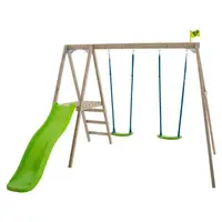 Complex de Leagane din lemn Tp Toys multiplay , cu 2 leagane, scara de escalada si topogan