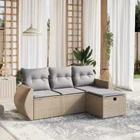 Gossi set canapele de gradina, 4 piese, cu perne, mix bej, poliratan