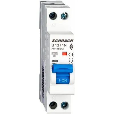 Siguranta automata AMPARO 1P+N 13A, curba B, 4,5kA Schrack AM418513
