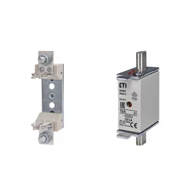 Pachet Protectie Circuit Electric: Soclu Siguranta Fuzibila NH00/NH000 1P (M8), Siguranta Fuzibila NH000 gG 16A 500V