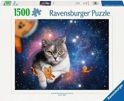Puzzle Ravensburger din 1500 de bucăți - Pisici în spațiu