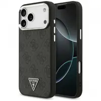 Husa MagSafe pentru Apple iPhone 17 Pro Max, Guess, 4G Triangle Logo, Neagra Argintie
