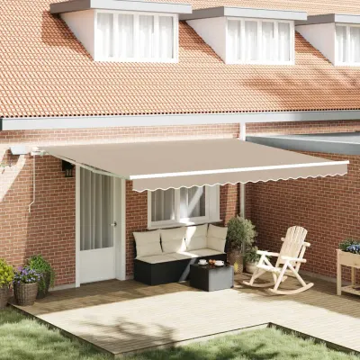 vidaXL Copertină retractabilă Bej 450 × 300 cm Țesătură și Aluminiu