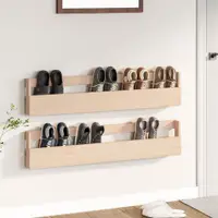 Gossi pantofare de perete, 2 buc., 110x9x23 cm, lemn masiv pin