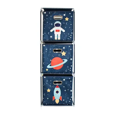 Dulap modular 3 rafturi și 3 cutii depozitare Space