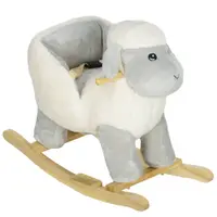 AIYAPLAY Cal Balansoar pentru Copii 1-3 Ani din Lemn și Pluș cu Centură de Siguranță, Pedale și Sunete, 68x35x55 cm, Gri | Aosom Romania