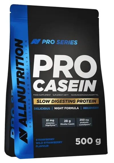 Pro Casein, căpșuni și fructe de pădure sălbatice, 500 g, AllNutrition