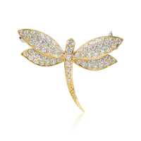 Brosa libelula din aur galben cu diamante de 0.6ct