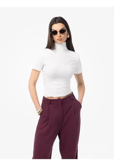 Bluza slim fit cu maneca scurta Ablo - Alb