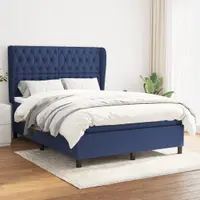 Gossi pat box spring cu saltea, albastru, 140x200 cm, textil