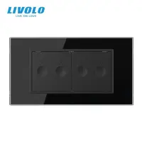 Intrerupator tactil dublu cap scara / cruce Zigbee + Intrerupator tactil dublu cap scara / cruce Zigbee, 4M, cu rama sticla Negru