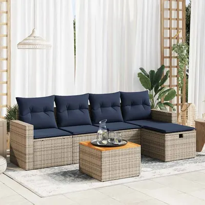 Gossi set mobilier gradina cu perne, 6 piese, gri, poliratan