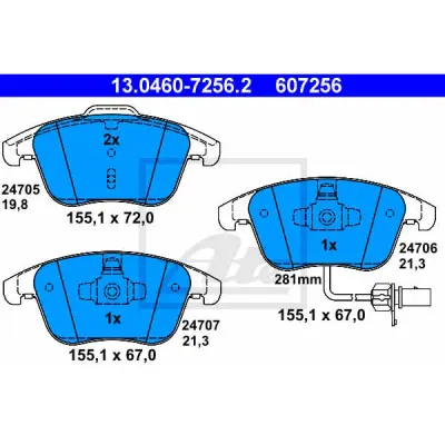 Set placute frana, frana disc ATE 13.0460-7256.2