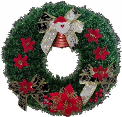 Coronita de Craciun XXL pentru usa si casa Novokids Christmas Crown, Diametru 47 cm, Cu decoratiuni, Model Brad Natur, Verde