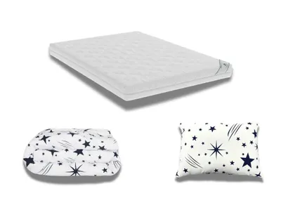 Pachet Promo: Saltea HypoallergenicMed PolyCotton 90x200x16 + Pilota bumbac Stelute 150x200 + 1 Perna bumbac Stelute 50x70