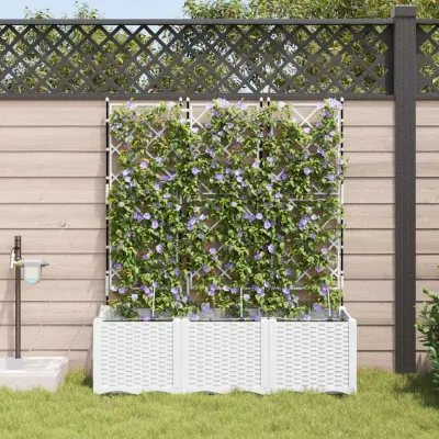 vidaXL Vază pentru Grădină 3 buc. Alb 120 x 40 x 142 cm PP