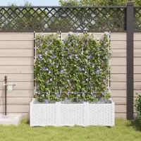 vidaXL Vază pentru Grădină 3 buc. Alb 120 x 40 x 142 cm PP