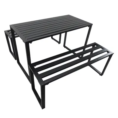 Outsunny Set da Picnic/Giardino/BarbecueTavolo con Panche in Metallo Nero