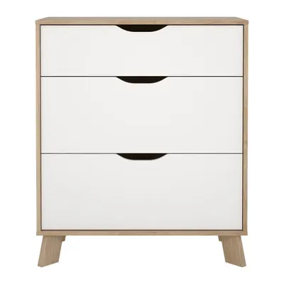 Comodă albă-în culoare naturală cu aspect de lemn de stejar 79x92x40 cm Ikast – Tvilum