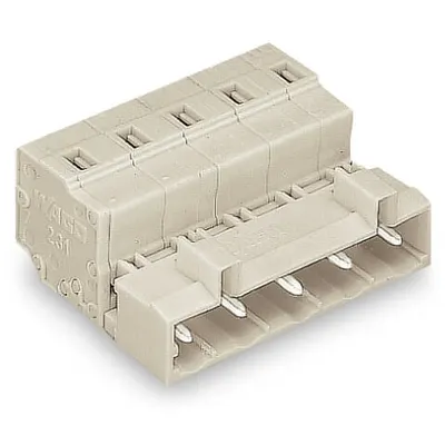 1-conductor male connector; 100% protected against mismating; Preceding ground contact; Strain relief plate; 2.5 mm²; Pin spacing 7.5 mm; 2-pole; 2,50 mm²; light gray