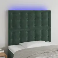 Gossi tablie de pat cu led, verde inchis, 80x5x118/128 cm, catifea