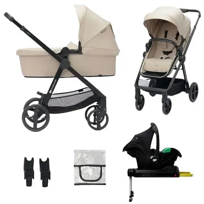 Cărucior 4 în 1 KinderKraft - Newly, Sand Beige
