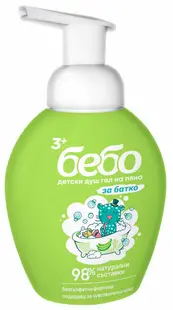Gel de duș spumant pentru copii Bebo - cu parfum de banană verde și bambus, 3+, 300 ml