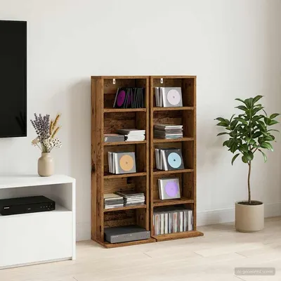 vidaXL Dulap pentru CD-uri 2 buc. Lemn vechi 33 x 23,5 x 97,5 cm