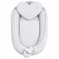 Set 3 piese, New Baby, Luxury, Baby Nest, Cu paturica si pernuta in forma de inima, Minky Heart Grey