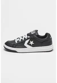 Pantofi sport de piele ecologica cu logo aplicat - Alb/Negru