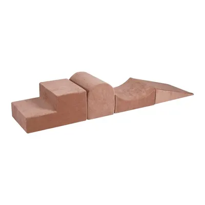 Teren de joacă din spumă bej 4 buc. din catifea înălțime 30 cm 45x193 cm Montessori – Meowbaby