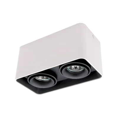 Spot Patrat Dublu Aparent Negru/alb Dl-044