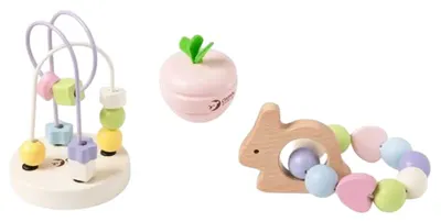 Set din lemn pentru bebeluși Classic World - Sortator și zornăitoare