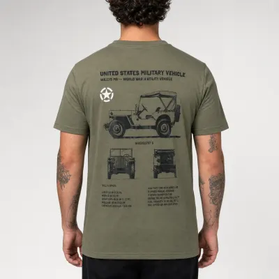 Tricou Army cu Jeep Willys MB Fostex – Olive - M