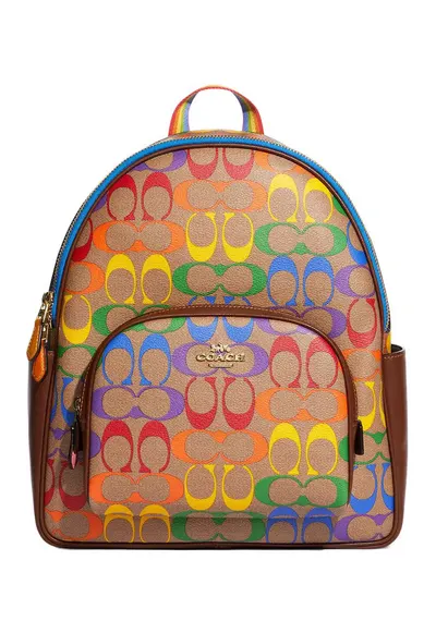 Rucsac cu imprimeu cu monograma si garnituri de piele Court - 32x11.5x29 cm