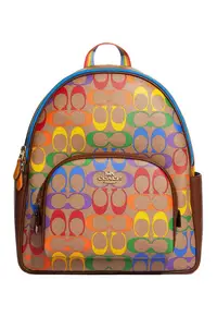 Rucsac cu imprimeu cu monograma si garnituri de piele Court - 32x11.5x29 cm