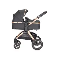Carucior pentru copii Lorelli Viola Black 3 in 1 cos auto Spirit inclus, transformabil, sezut reversibil, maner ajustabil, cadru din aluminiu, suspensii, bara detasabila, pana la 22 kg, multiple accesorii