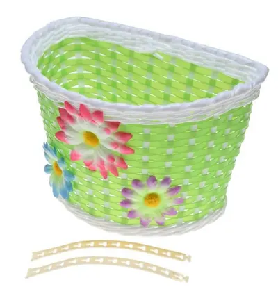 Cos fata biciclete copii, plastic, culoare verde