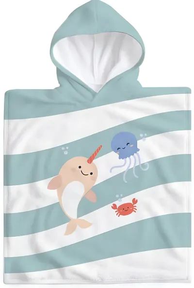 Poncho de baie Miniland - Cu dungi, 65 x 65 cm